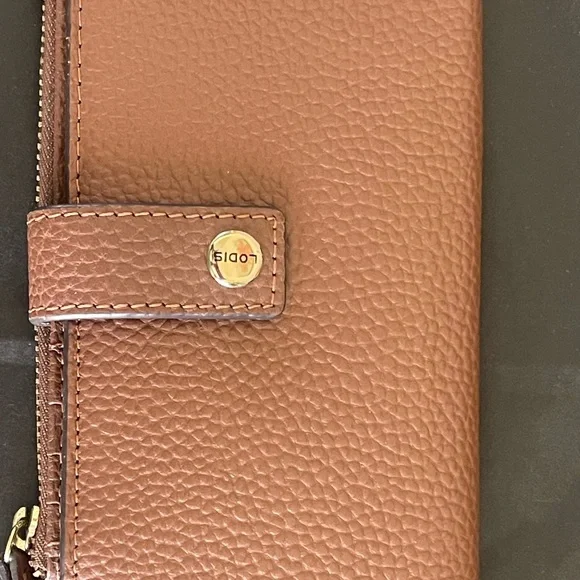 Lodis Tan Authentic Leather Zip Wallet - Picture 2 of 13